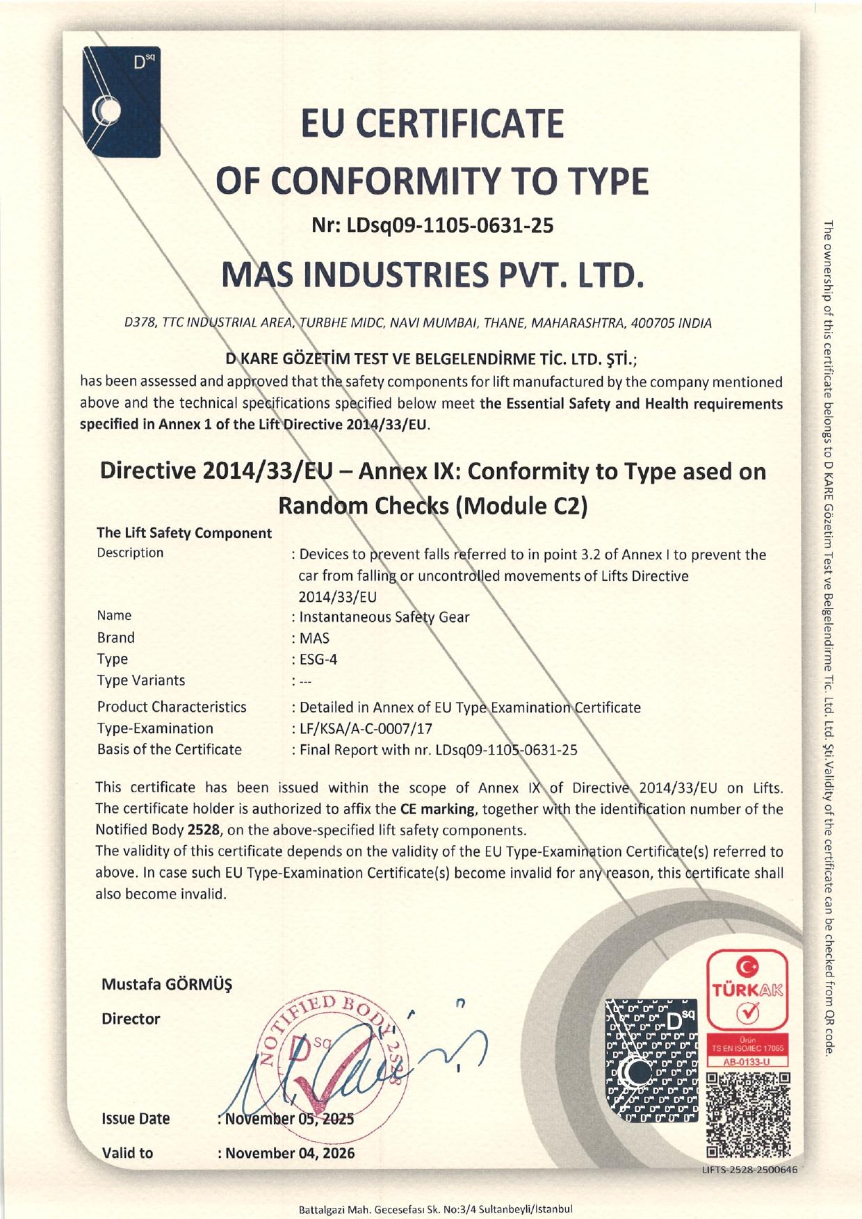 Certificate